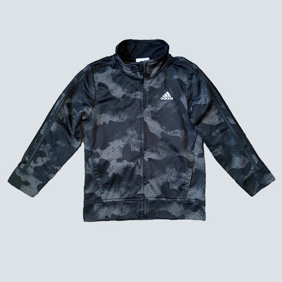 Adidas black grey gray camo print track jacket with pockets - Picture 10 of 14